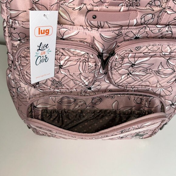 Lug Puddle Jumper LE Convertible Tote Bag Sketch Floral Blush - Picture 9 of 13